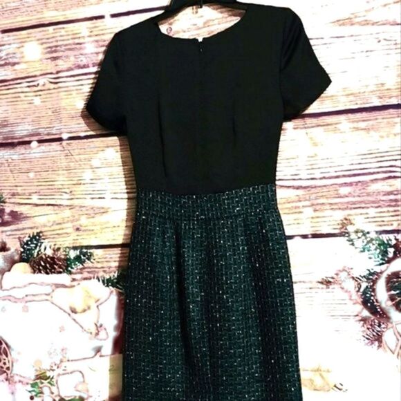 BLACK & BLUE SATIN AND TWEED HOLIDAY PARTY DRESS WOMEN'S 4 - Picture 4 of 7